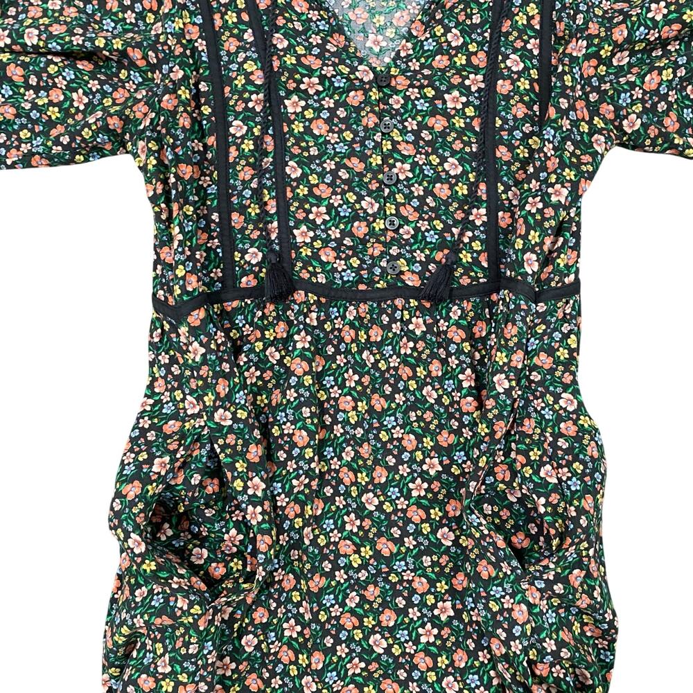 Old Navy Floral Maxi Dress Puff Sleeve Boho Cottagecore Pockets XS - Picture 5 of 10
